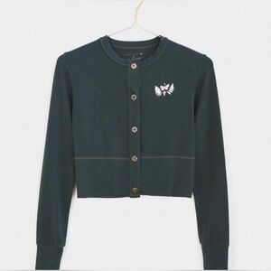 Purusha people teal cardigan crop top